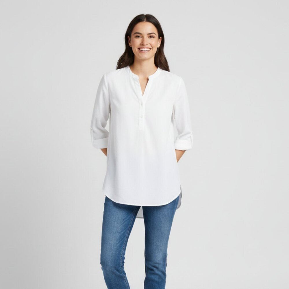 Aritzia Wilfred Free Blouse Tunic Button Down front Shirt Off White Size XXS